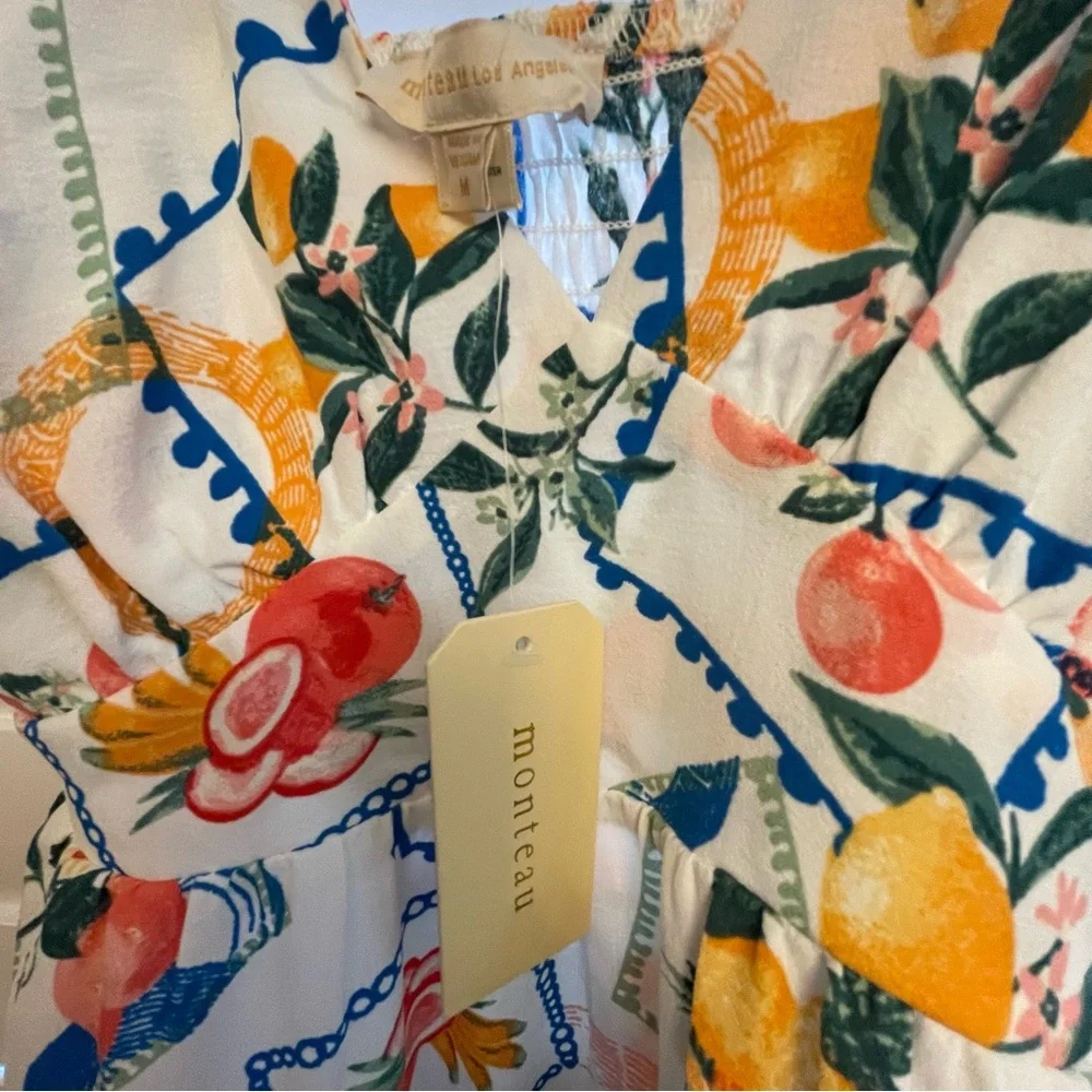 Monteau Fruit Print Mini Dress - Multicolor - Picture 4 of 5